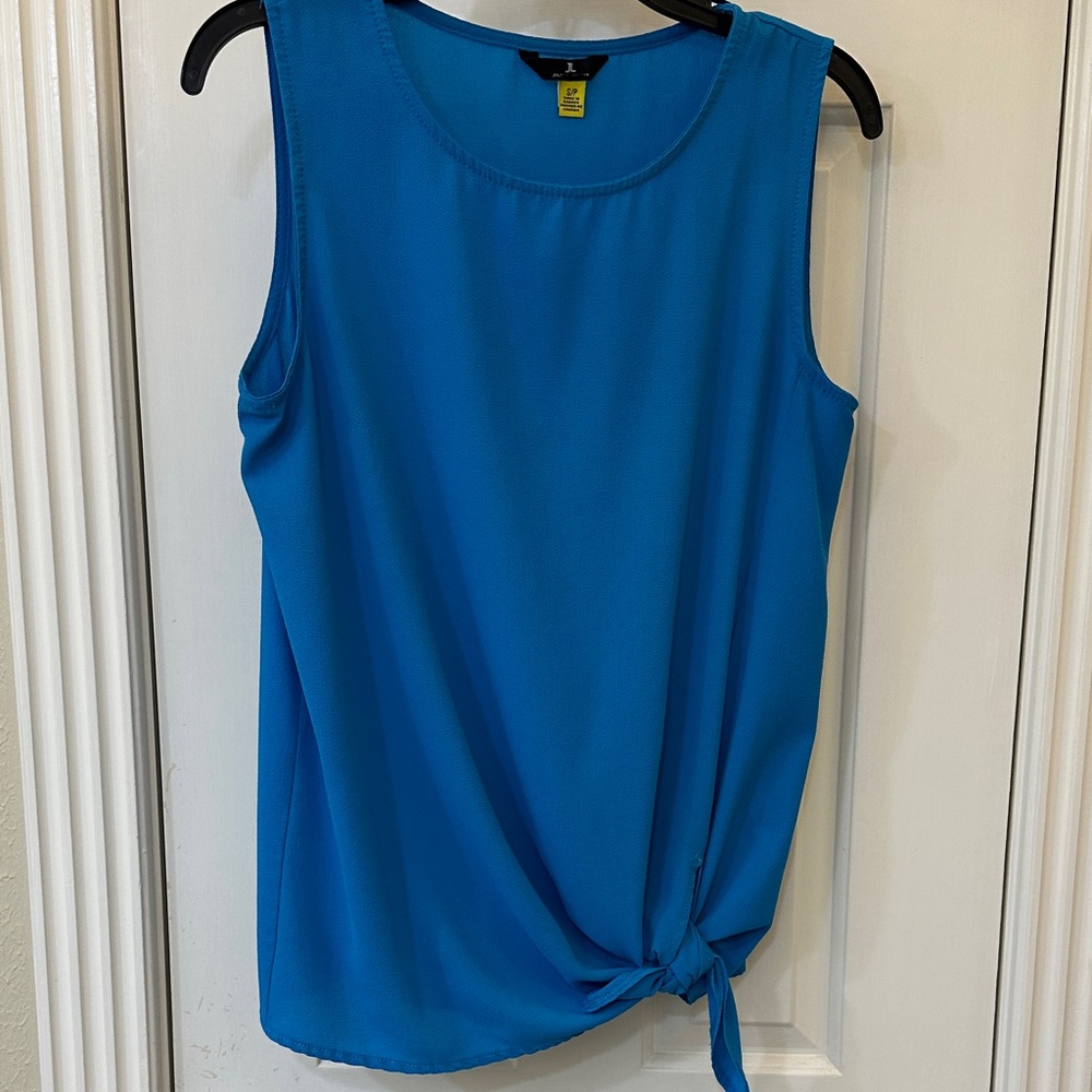 Jules & Leopold Vibrant Blue Sleeveless Top with Tie Front Size SP
